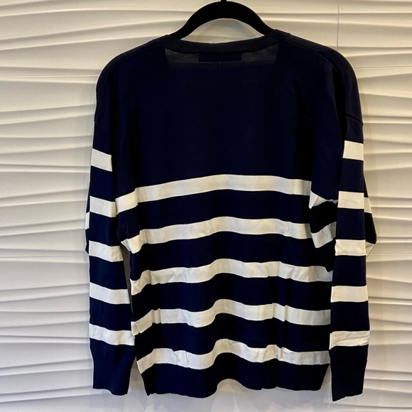 NWT Zara Minimalist RARE Preppy Long Sleeve Striped V-Neck Sweater - Picture 10 of 15